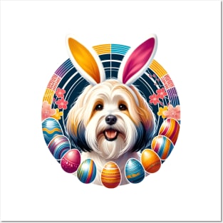 Havanese Delights in Easter with Bunny Ears and Eggs Posters and Art